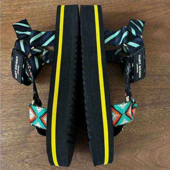 Kurt Geiger Black Platform Olivia Sandals Women Size 8 - Picture 7 of 13